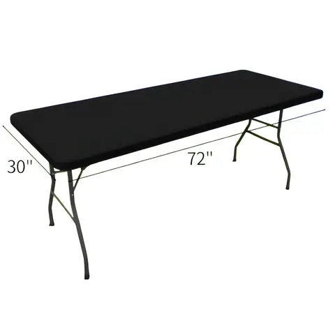 6FT Polyester-Poly-Spandex Plain Fitted Rectangular Tablecloth - 30"x72" (72" L x 30" W), Elastic Edge, Waterproof, Washable, Wrinkle-Free, Spill-Beading, Secure-Hold Cover for Dining, Outdoor Tables, BBQs, Gatherings, Picnics