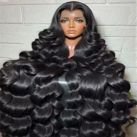 13x6 Body Wave Lace Front Human Hair Wigs For Black Women 180 Density Brazilian Body Wave HD Transparent Lace Frontal Wig 30 36 Inch 360 HD Transparent Lace Frontal Wigs Pre Plucked