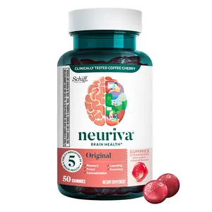 NEURIVA Original Brain Supplement for Memory, Focus & Concentration + Learning & Accuracy with Clinically Tested Nootropics Phosphatidylserine and Neurofactor, Caffeine Free, 50ct Strawberry Gummies