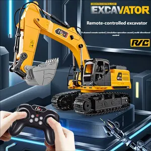 2.4g 9 Channel Remote Control Excavator Toy, Sound & Light Tracked Engineering Vehicle, Kids Christmas Birthday Gift