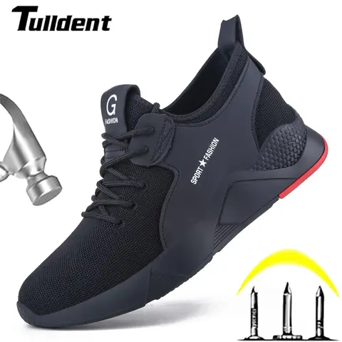 Men's Steel-Toe Work Safety Footwear - Durable, Breathable, Lightweight, Non-Slip Unisex Sneakers with Anti-Collision Protection, Steel-Toe Shield, Safety Wear & Walking Shoes