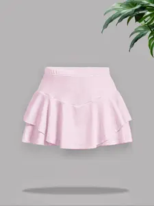 Women's Solid Tiered Layer Skirt, Casual Fashion Short Skirt for Daily Outdoor Wear, Ladies Bottoms for Summer