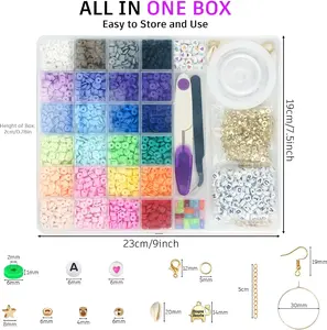 Clay Beads Bracelet Making Kit  Flat Preppy Beads in with Charms for Girls  Projects