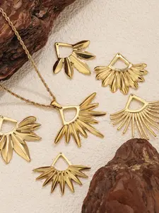 Fashion Stainless Steel Fan Shape Earring Dangle Charms, Jewelry Making Materials, DIY Accessories Wholesale, 2 Pieces Set