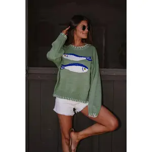 Knitted Fish Sweater-Basil
