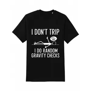 Stick Figure Falling Joke Graphic T Shirt Mens Funny Casual Crewneck Short Sleeve Cotton Tee Streetwear Gift for Dads Husbands Boyfriends