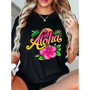 100% Cotton Aloha Hibiscus Flower Tee - Hawaiian Floral Essence T-Shirt