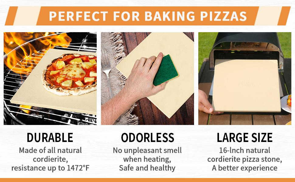 BIG HORN OUTDOORS 12/16'' Pizza Stone for Oven & Grill Square Bread Baking Stone Heavy Duty Cordierite BIG HORN OUTDOORS 12/16'' Pizza Stone for Oven & Grill Square Bread Baking Stone Heavy Duty Cordierite