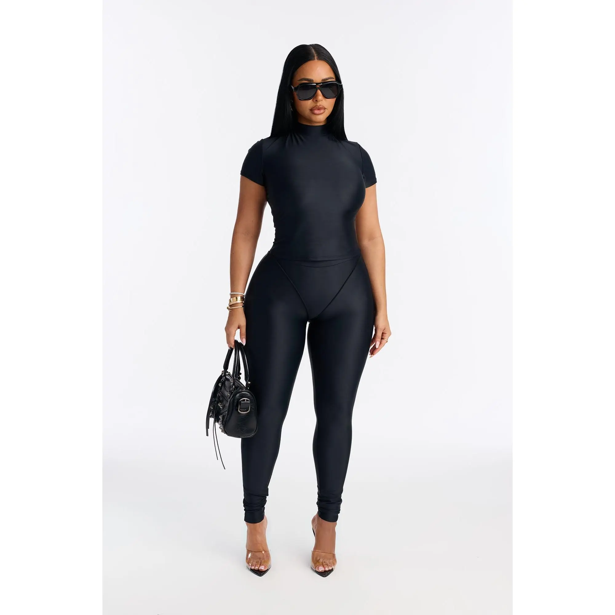 Isabelle High Neck Legging Set - Black