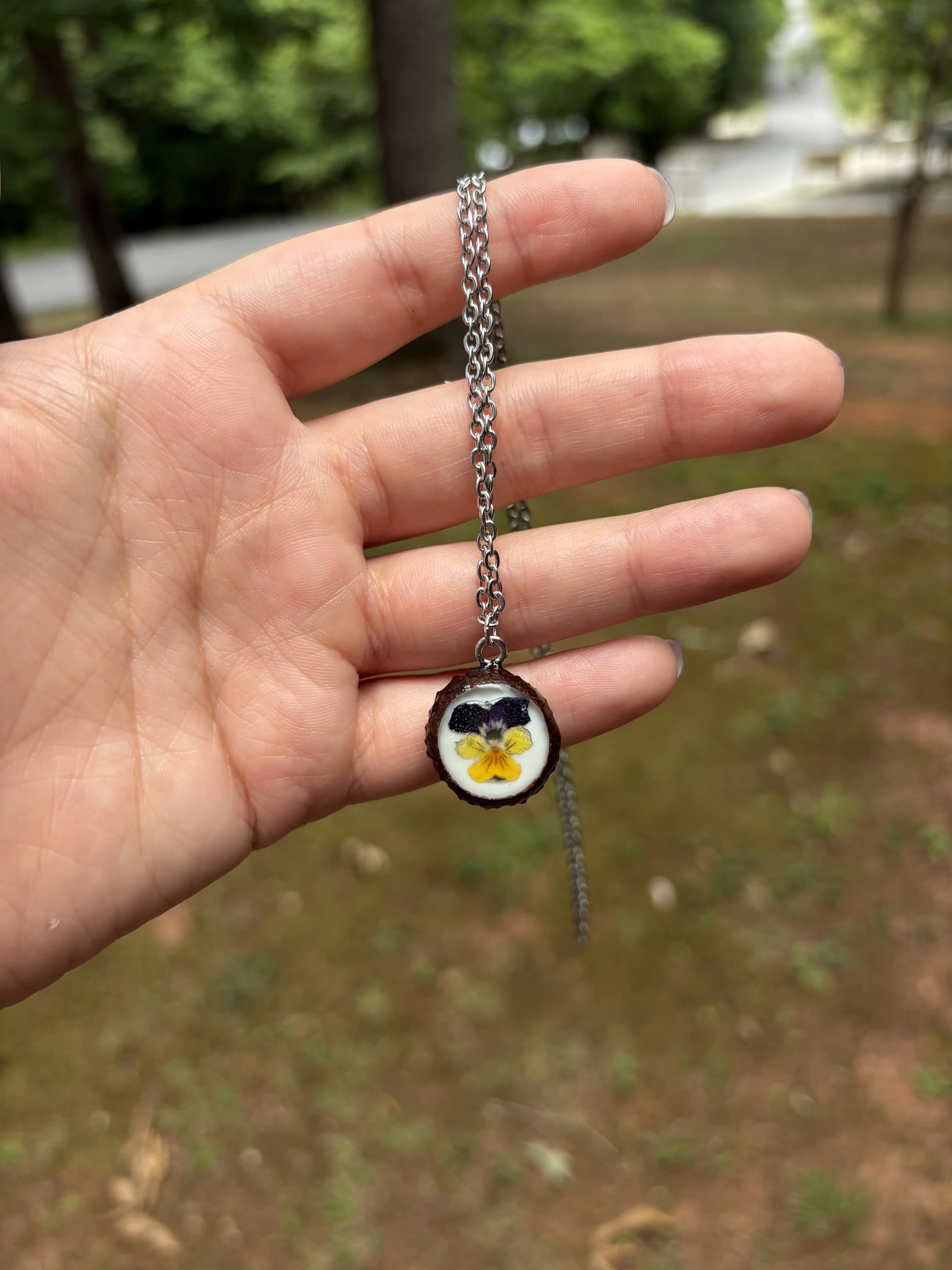 Pansy Acorn Necklace