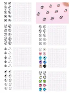 11pcs Accessories Jewelry Set, 10pcs Stainless Steel Replacement Balls & Cubic Zirconia with 1Sheet Sticker, Fake Belly Ring, For Body Jewelry Piercing Barbells (Belly, Tongue, Nipple, Cartilage Industrial) 14gauge 5mm