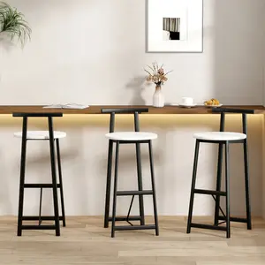 [SOIYELIFE] Bar Stools Kitchen Island Bar Chairs Set of 3 Metal Counter Barstools with Backrest for Dining Pub Room (Black & White)   ,Unique furniture,