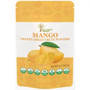 Indus Farms Superfoods Freeze-Dried Mango Fruit Powder 100% Pure Additive-Free GMO-Free Vegan Natural Alphonso Mango Flavor 8 oz for Beverages & Baking