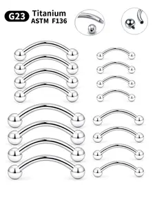 Titanium Piercing Curved Barbell Eyebrow Ring, Banana Piercing Internal & External Thread, Cartilage Rook Piercing Jewelry