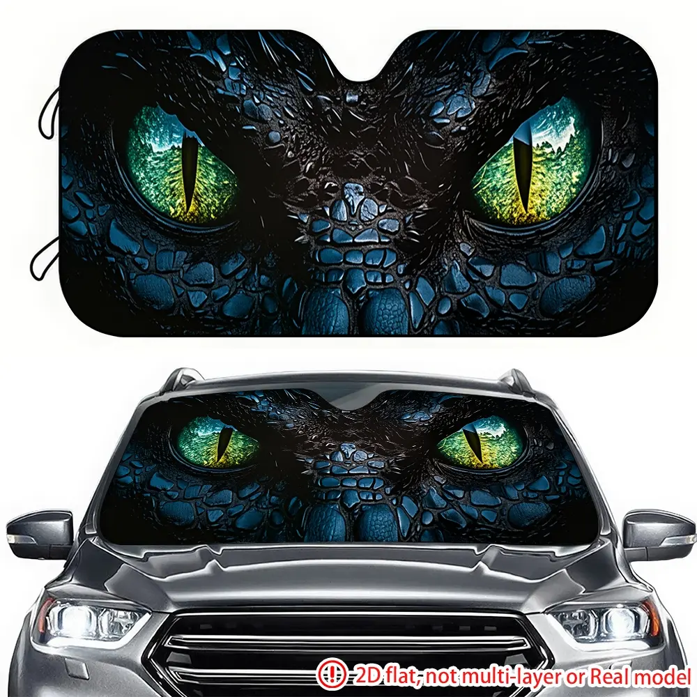 1pc Dragon's green eyes car sun visor 2D high-definition printing, car sun visor effectively blocks sunlight, Sunshade For Car Windshield, suitable for trucks SUV、 RV front windshield decoration Sun Cover For Car Windshield