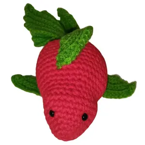 Crochet Fish Figurine - Red with Green Tail and Fin - Handmade Knitted Design