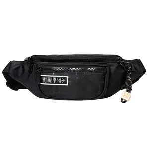 Erke Unisex Fabric Waist Bag for Casual Sports in Black