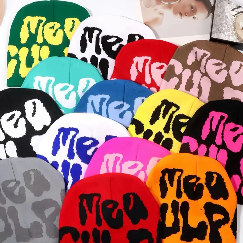Streetwear Alphabet Knit Beanie | Hip Hop Graffiti Winter Hat | Y2K Unisex Beanie