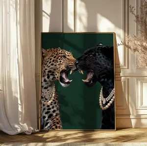 Leopard and Jaguar Print Panther Wall Art Vintage Photography Fashion Print Printable Wall Art retro Dark Green leopard Luxury Decor