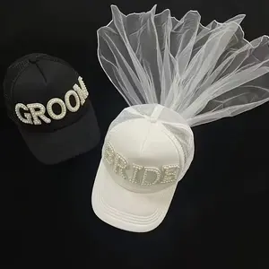 Bride/groom Baseball Cap with Veil, Creative Wedding Photography Props, Outdoor Wedding Decor, Travel Wedding Supplies, Single Party Gift