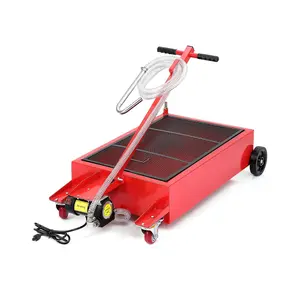 Heavy-Duty Steel Oil Drain Pan with 20-Gallon Capacity, 110V Electric Pump, 8 Ft Hose, Folding T-Handle, and Caster Wheels for Trucks, Buses, and RVs