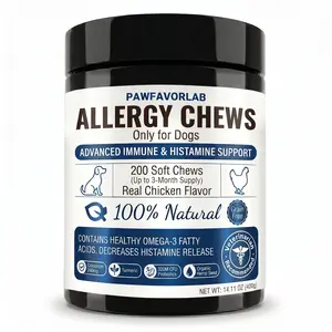PAWFAVORLAB Dog Allergy Itch Relief - Dogs Chews with Probiotics & Apple Cider Vinegar - Natural Turmeric, Chicken Flavor - Boosts Immune Response, Heals Gut, Made in USA - Soothe Irritated Skin