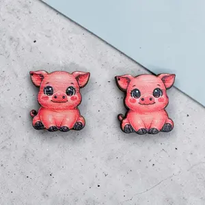 🐷🐮 Barnyard Friends – Whimsical Wooden Farm Animal Earrings 🐔