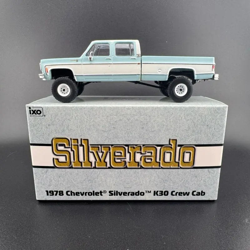 IXO 1978 Chevrolet Silverado K30 Crew Cab Diecast Model Truck - Light Blue, 1:64 Scale, Limited Edition - Collectible Model