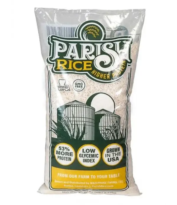 Parish White Rice High-Protein Rice with Low Glycemic Index Locally Grown Long-Grain White Rice Made in the USA Rich Nutrient Content Ideal for Curry, Desserts