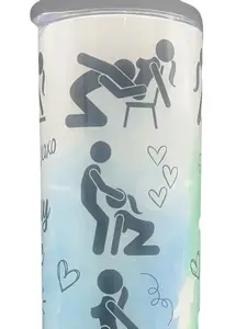 Sexy Tumbler -Fun Positions Design - 20 oz Drinkware with Lid & Straw