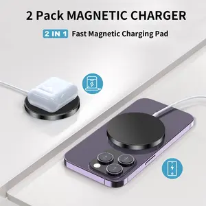 15w Magnetic Wireless High Efficiency Charger Support Qc/PD Protocol, Fast Charging Adapter for iPhone 8+, Samsung S6+, Lg G2+ Phones, Qi Enabled Devices