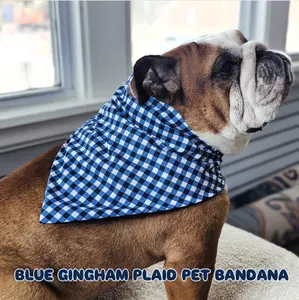 Blue Gingham Summer Plaid Pet Bandana