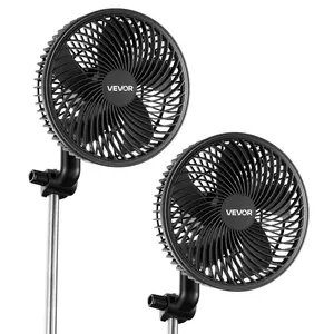 【Father's Day】VEVOR Plant Fan, Grow Tent Clip On Fan Rechargeable, USB Port with 9 Speeds & Circulation Mode, Smart Control, Powerful Oscillating, Long Runtime for Hydroponics Circulation Cooling, Black, 2 Pack