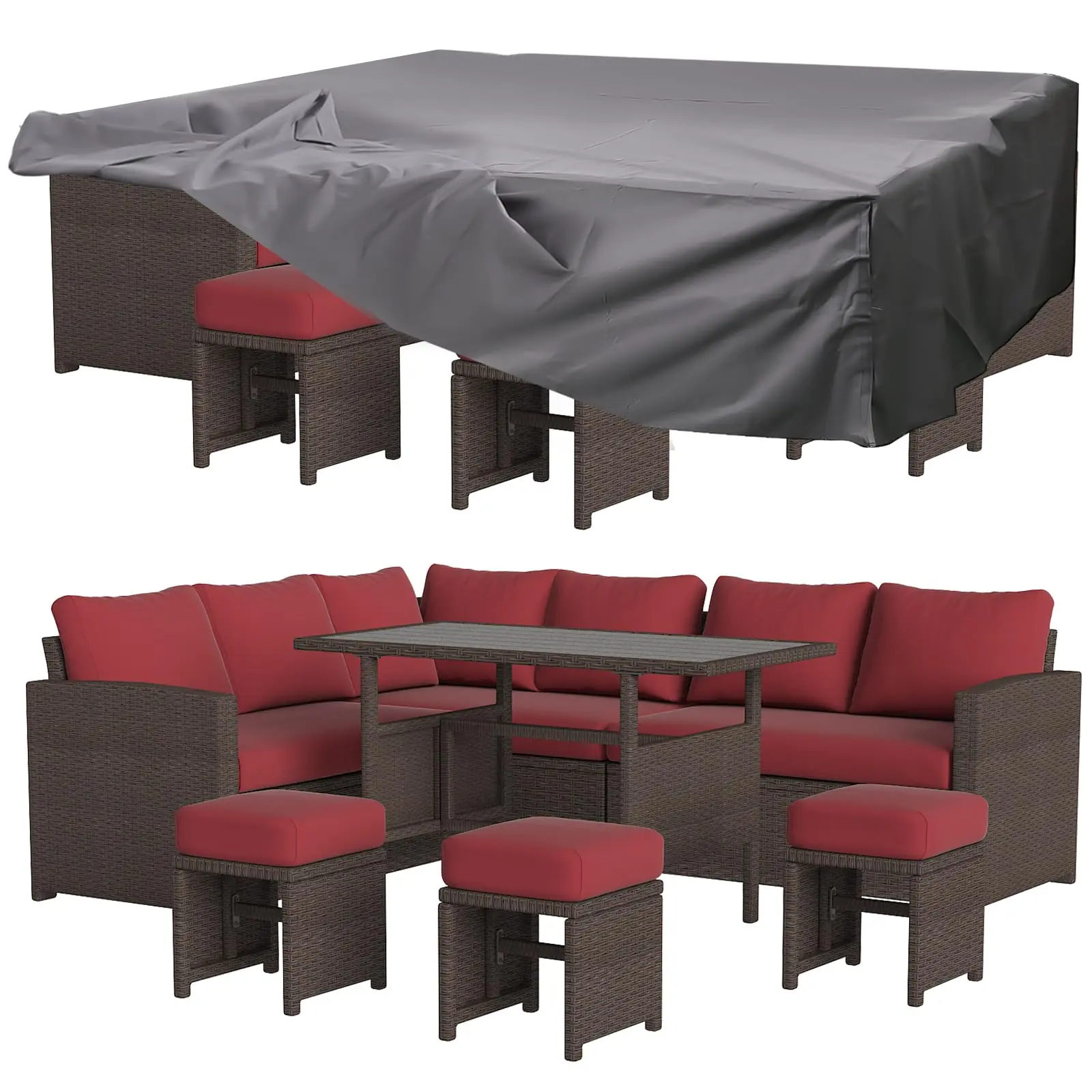 Brown Rattan&wine Red Cushion 