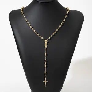 Jewelry Virgin Mary Cross Rosary Chain Necklace Unisex Vintage Artistic Jewelry