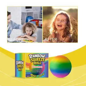 Rainbow Squeeze Ball, Soft Sensory Stress Relief Toy, Fun Relaxation Toy for Kids & Adults