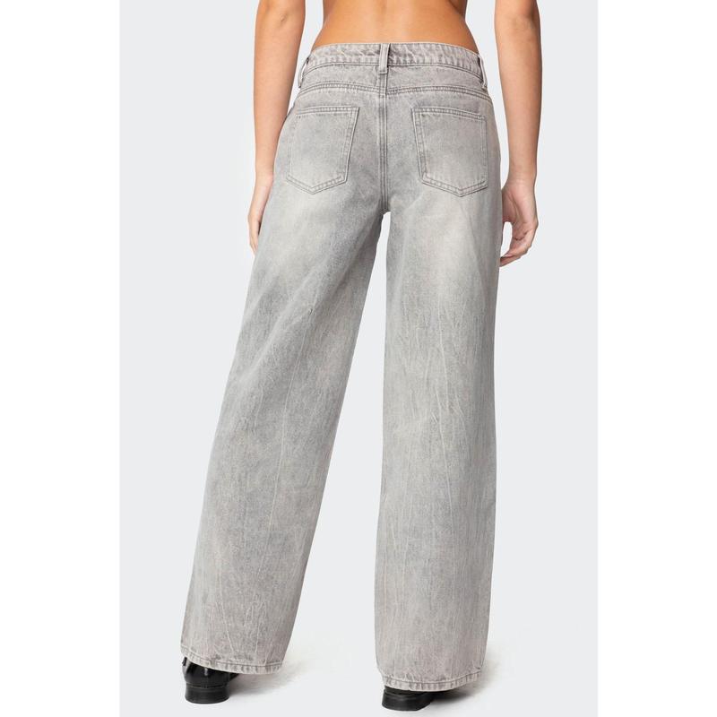 Magda Acid Wash Low Rise Baggy Jeans