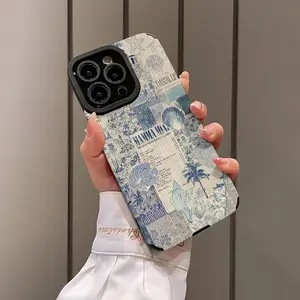 Fashion Splicing Poster Nautical Ship Design Shockproof Ultra-Thin Protective Case Cover Casing for iPhone 16/15/14/13/12/11/plus/pro Max Series Gift Idea