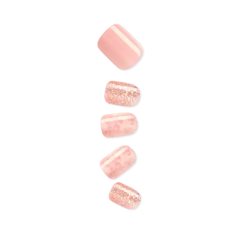 Impress Design No Glue Fake Press On Nails - Wide Fit - Just a Dream | Design, Pink, Short, Wider Squoval, Manicure
