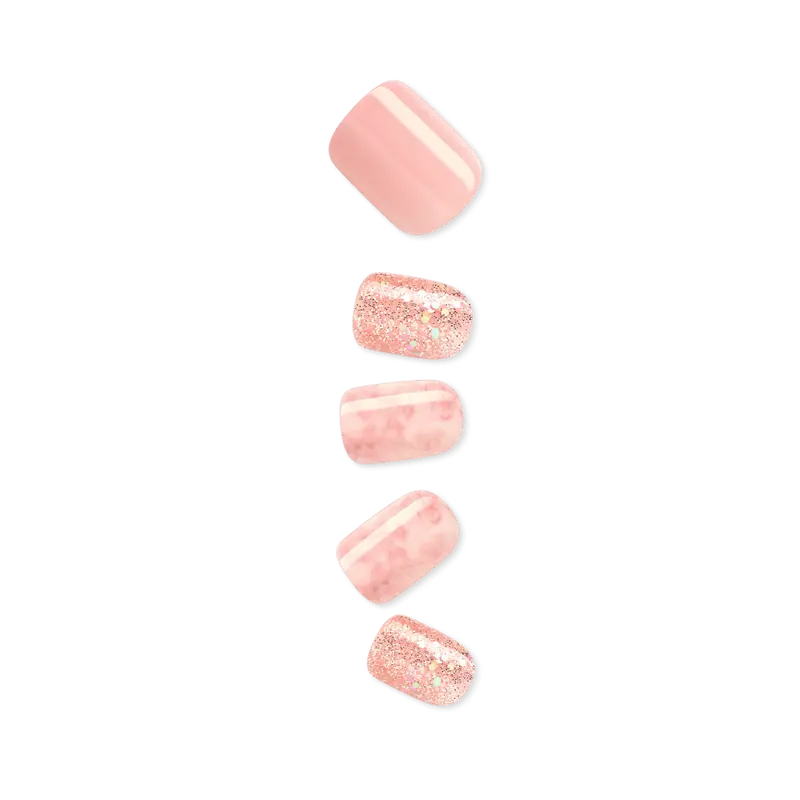 Impress Design No Glue Fake Press On Nails - Wide Fit - Just a Dream | Design, Pink, Short, Wider Squoval, Manicure