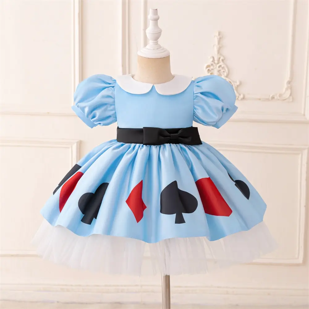 01 Sky Blue Cartoon Cosplay Costume Fancy Carnival Kids Clothes Performance Princess Theme Party Holiday Baby Girls Ball Gown Toddle Cocktail Dress 6M-3Y