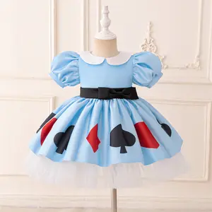 01 Sky Blue Cartoon Cosplay Costume Fancy Carnival Kids Clothes Performance Princess Theme Party Holiday Baby Girls Ball Gown Toddle Cocktail Dress 6M-3Y
