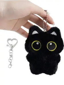 1pc Black Cat Bag Charm, Charms for Bags, Cute Cat Plush Keychain, Black Cat Gifts for Handbags Backpacks Purse Keychain Accessories Charm Cat Lover Gifts, Bag Pendant