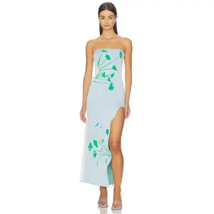PH5 Iris Flower Print Maxi Tank Dress in Aqua Green