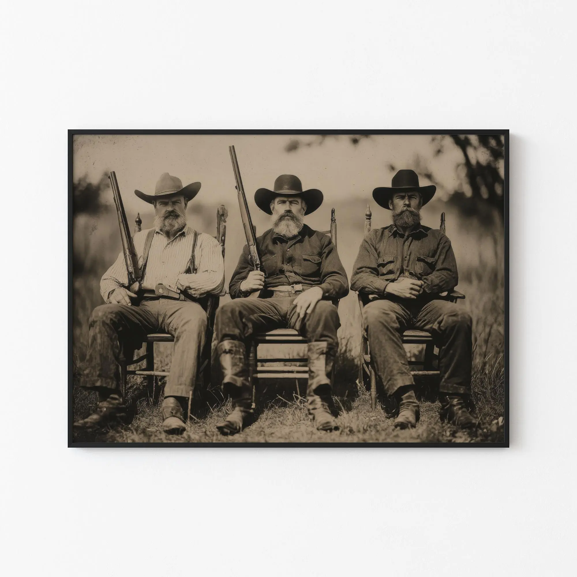 Western Outlaw Landscape, Vintage Outlaw Artwork, Texas Wild West Wall Décor, Texas Ranch PRINT, Rustic Man Cave Art, Poster Unframed Decor