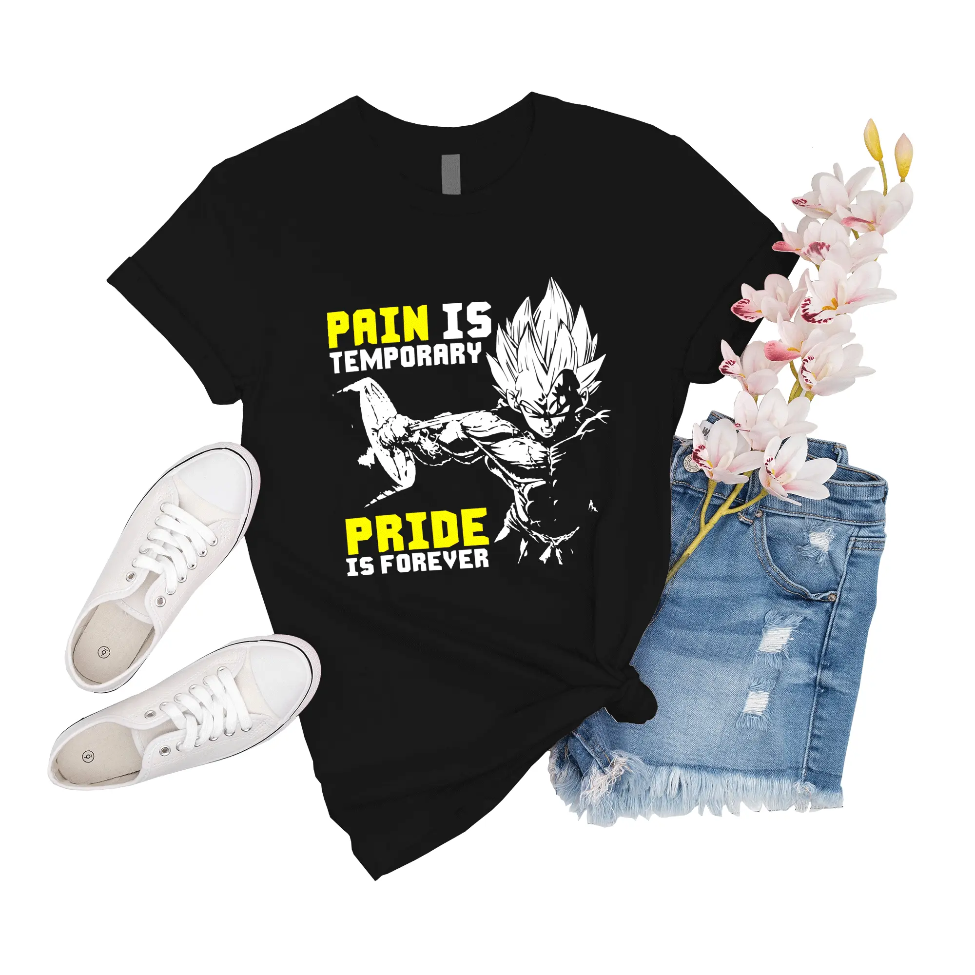 T-Shirt Unisex Vegeta Pride Pain Is Temporary Pride Is Forever Vegeta Squat Anime Novelty Shirt Girl Family Gift For Men