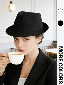 1PC classic retro jazz hat for both men and women. A stylish black and white flat-top hat, suitable for music festivals and club dance parties. High Quality Hat