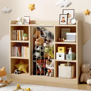 【SummerGarden】ONBRILL Toddler Stuffed Animal Zoo, Toy Storage Organizer for Playroom, Plush Toy Organizers and Storage, Book Shelf for Kids Rooms, Elastic Band Child Bookcase, Toy Shelf with 8 Storage Cubbies