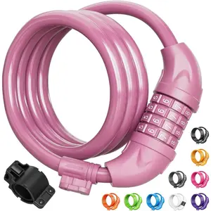 Bike Lock, Bicycle Lock 4 Feet Cable Lock 1/2 Inch Resettable Bike Lock Combination with Mounting Bracket, Bike Accessories for Bicycle, Electric Scooter, Motorcycle