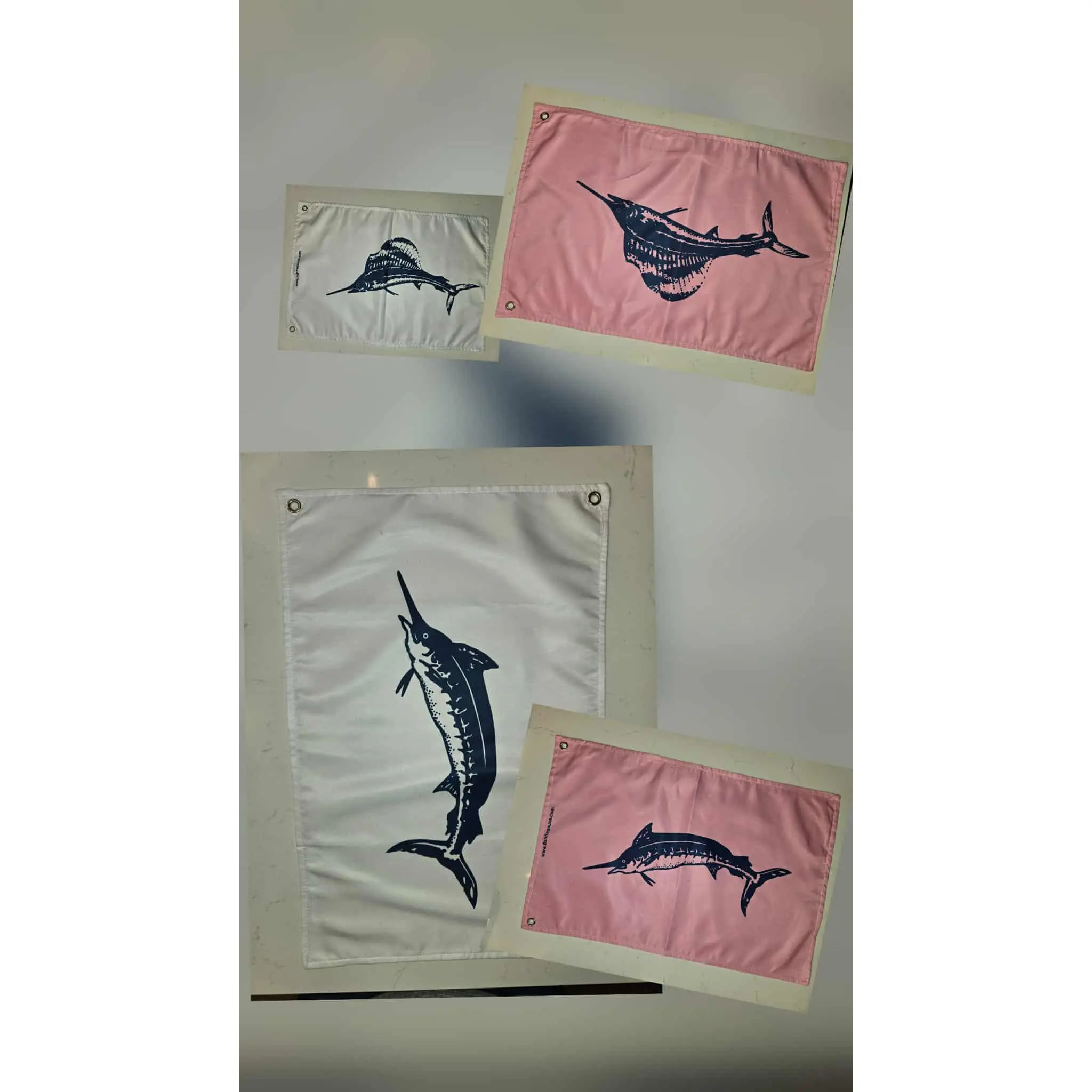 Lady Angler Flag Set, 10-Piece Combo with Blue Marlin & Sailfish, Vibrant Double Paneled Micro Twill Boat Flags for Dual Fishermen & Fishing Adventures